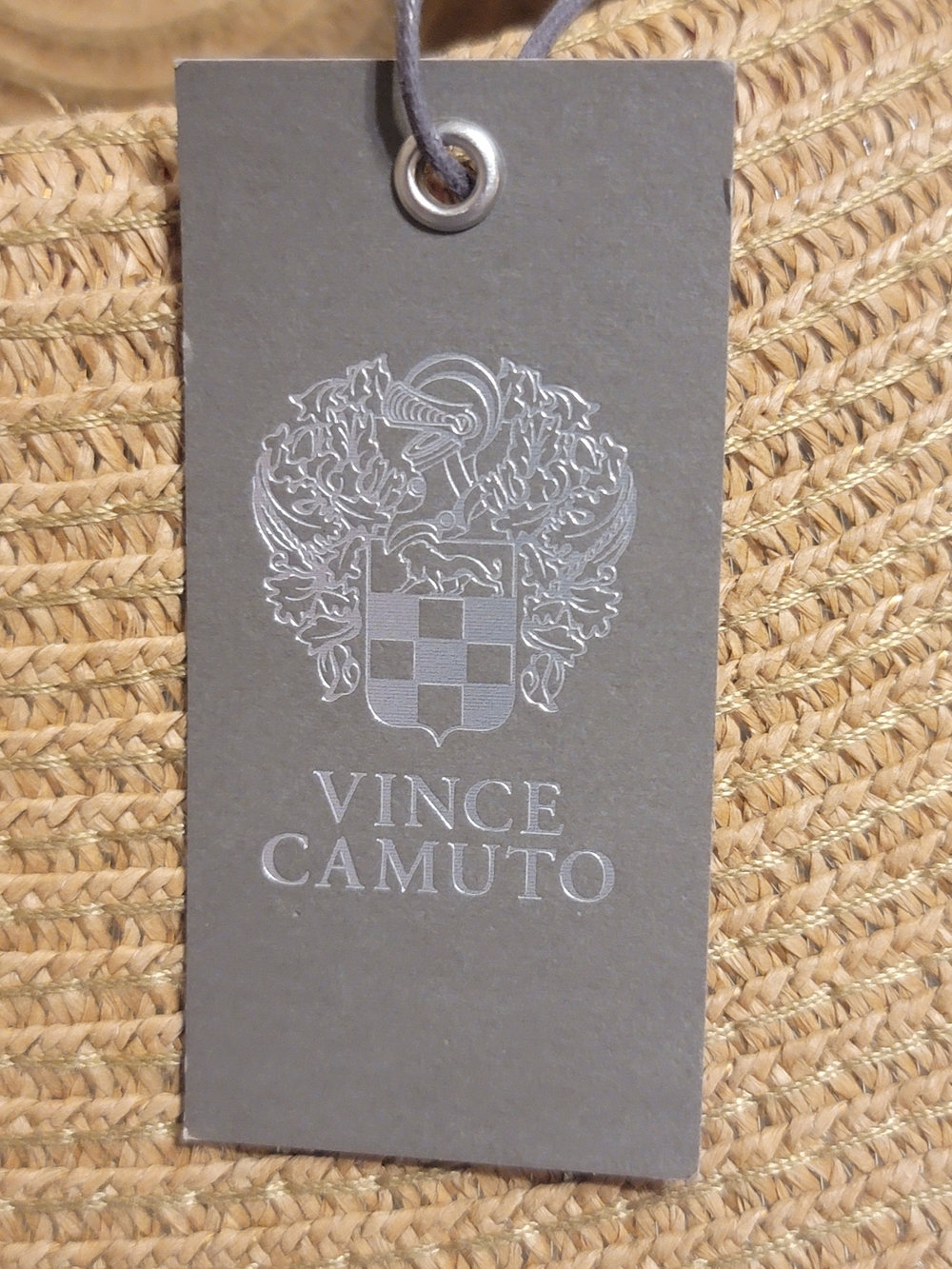NWT Vince Camuto Wide Brim Straw Sun Hat Packable Coral Ribbon Bow - Picture 10 of 15